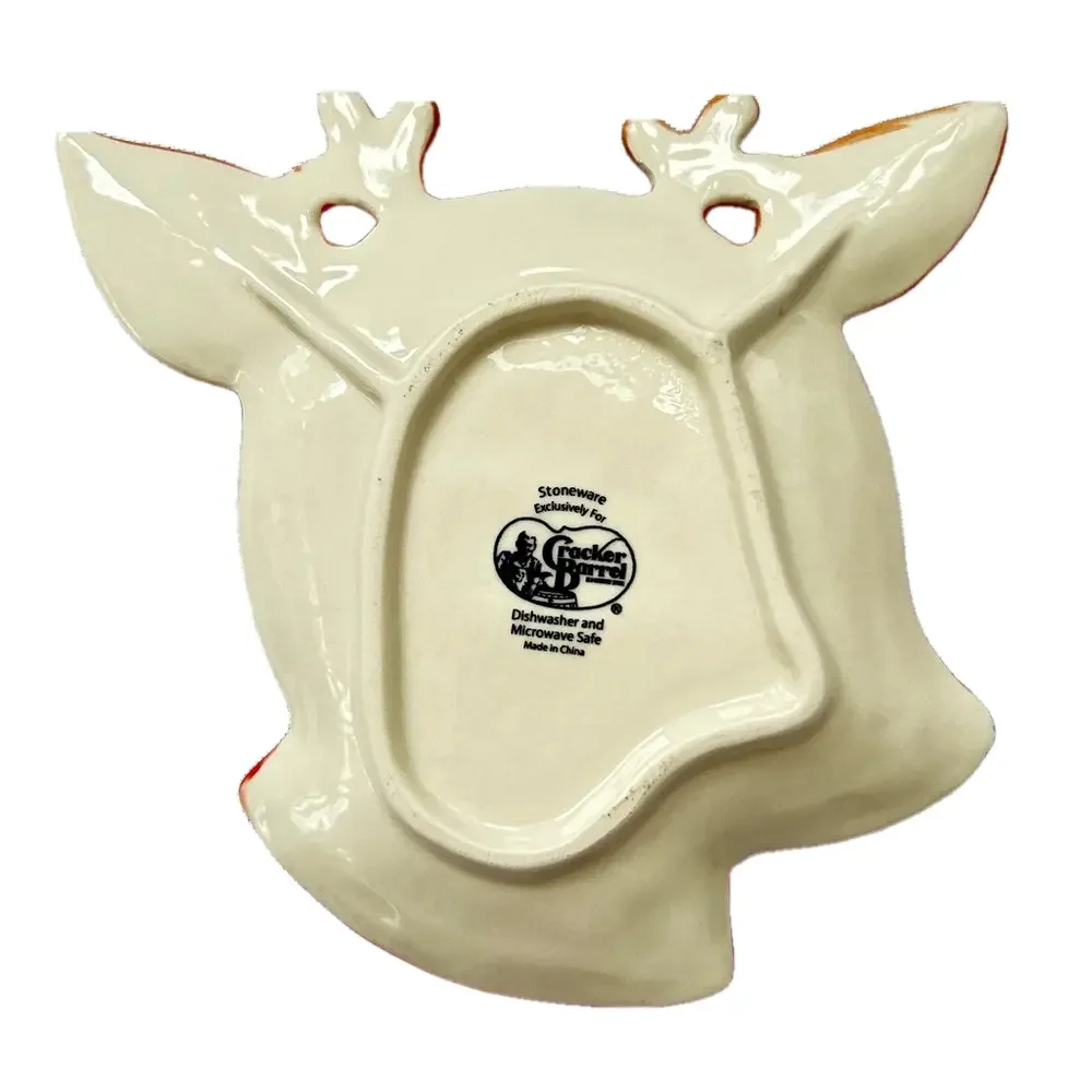 Cracker Barrel Reindeer Stoneware Ceramic Plate Dish Holiday Exclusive